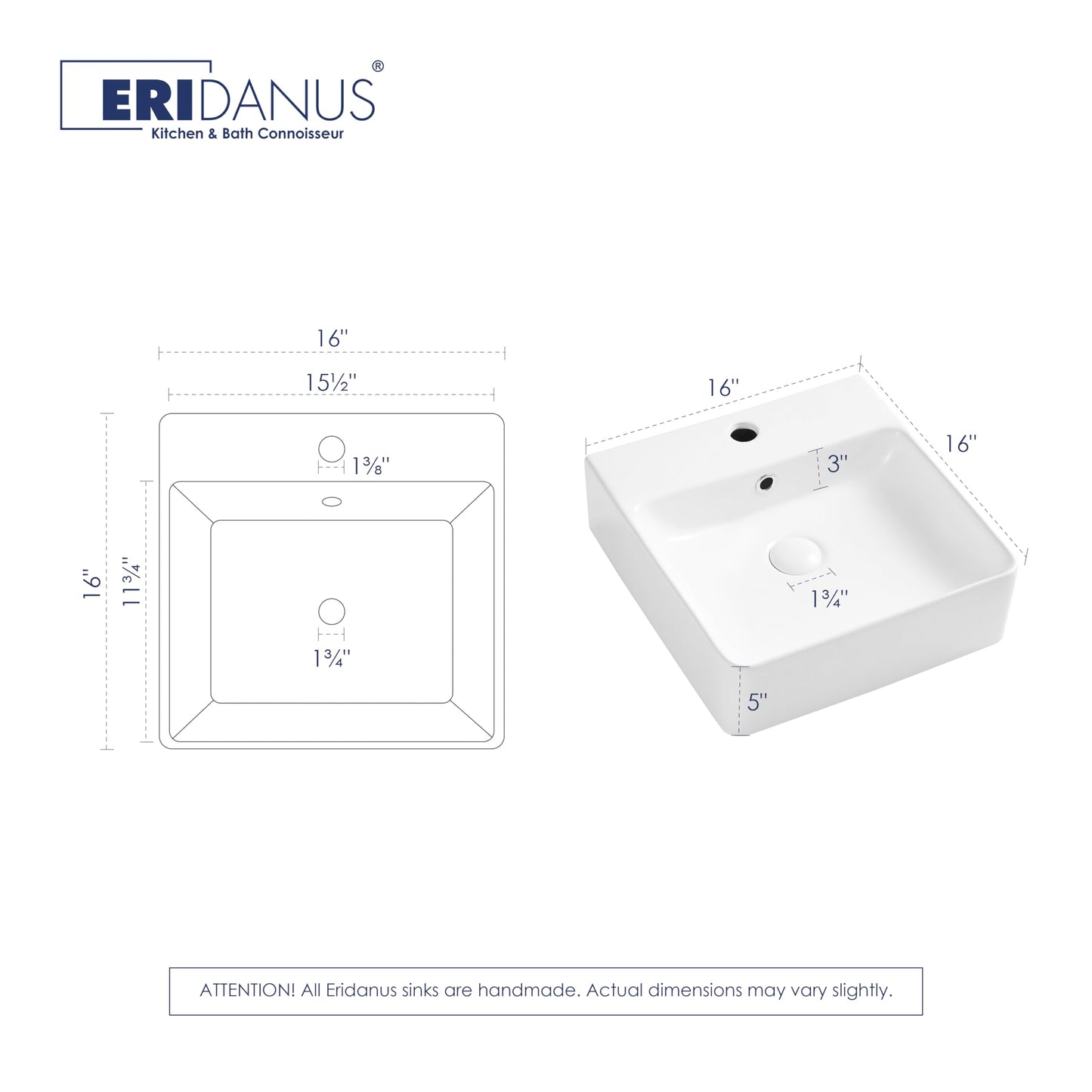 24" x 16.5" Bathroom Sink Vessel Rectangle, Eridanus Hang Wall Mount Sinks Countertop Vanity Floating Trough Washbasin, Ceramic Porcelain Modern White Art Basin Bowl with Overflow