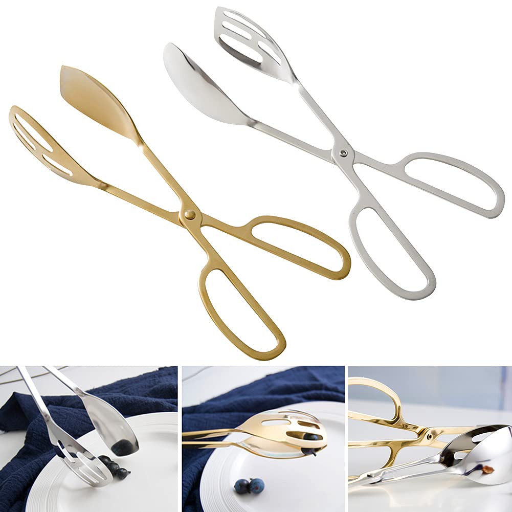 Food Tongs, Stainless Steel Kitchen Tongs Salad Tongs for Cooking, Barbecue, Pastry, Sandwich, Ice, Serving Scissors Tongs