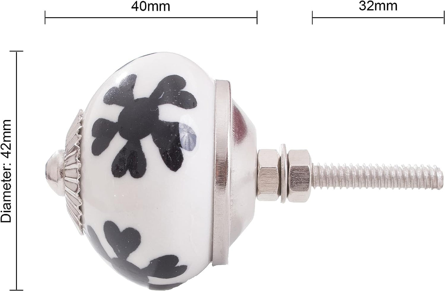 Craft Kart Set of 10 Ceramic Cabinet Colorful Knobs for Kitchen, Cabinet, Drawer, Wardrobe (Black & White3)