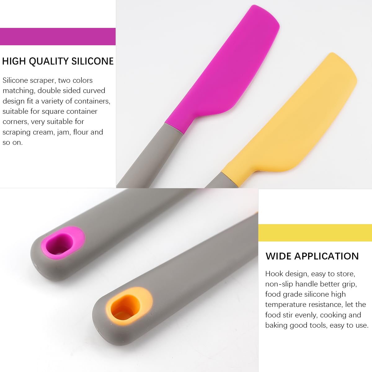 DOERDO 2Pcs Silicone Omelette Spatula Kitchen Omelet Turner Nonstick Cookware for Kitchen Omelet Pancake, 2x13Inch
