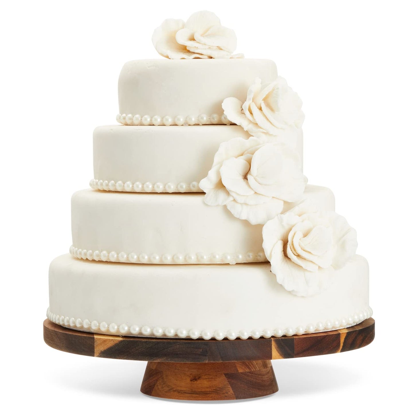 Juvale Acacia Wood Cake Stand - Wedding Cake Stand & Serving Platter - Rustic Round Wood Dessert Display - Easy-Clean Low-Profile Wooden Serving Base - 12.75 in Dia, 2.75 in H