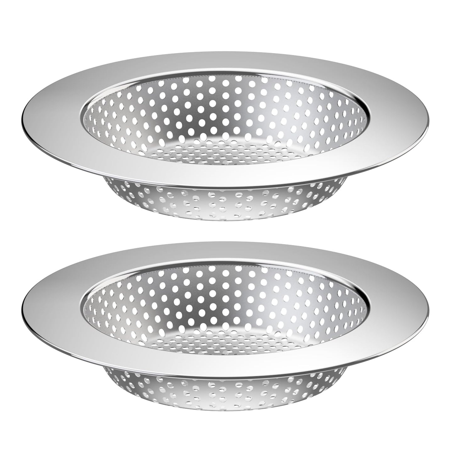 Huntonry 2PCS Kitchen Sink Drain Strainer/Catcher/Basket/Cover/Filter/Trap/Screen, Large Wide Rim 4.5" Diameter, Stainless Steel, Dishwasher Safe