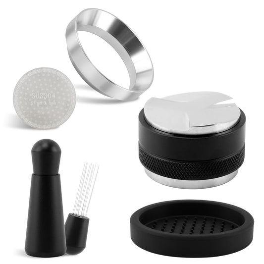 51mm Espresso Accessories Kit, Coffee Distributor and Tamper, WDT Tool, Dosing Funnel and Coffee Puck Screen Fits 51 mm Espresso Machines and Coffee-Portafilters(COLOR:Set of 5)