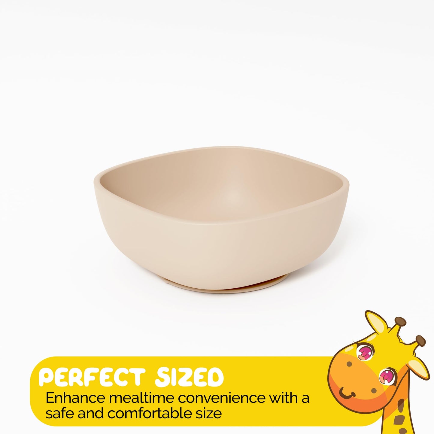 Muqee Peeko Silicone Baby Feeding Set with suction bowls for baby baby utensils 6-12 months in Beige color - (3 Piece Set) made with Baby Safe Silicone bowls for baby