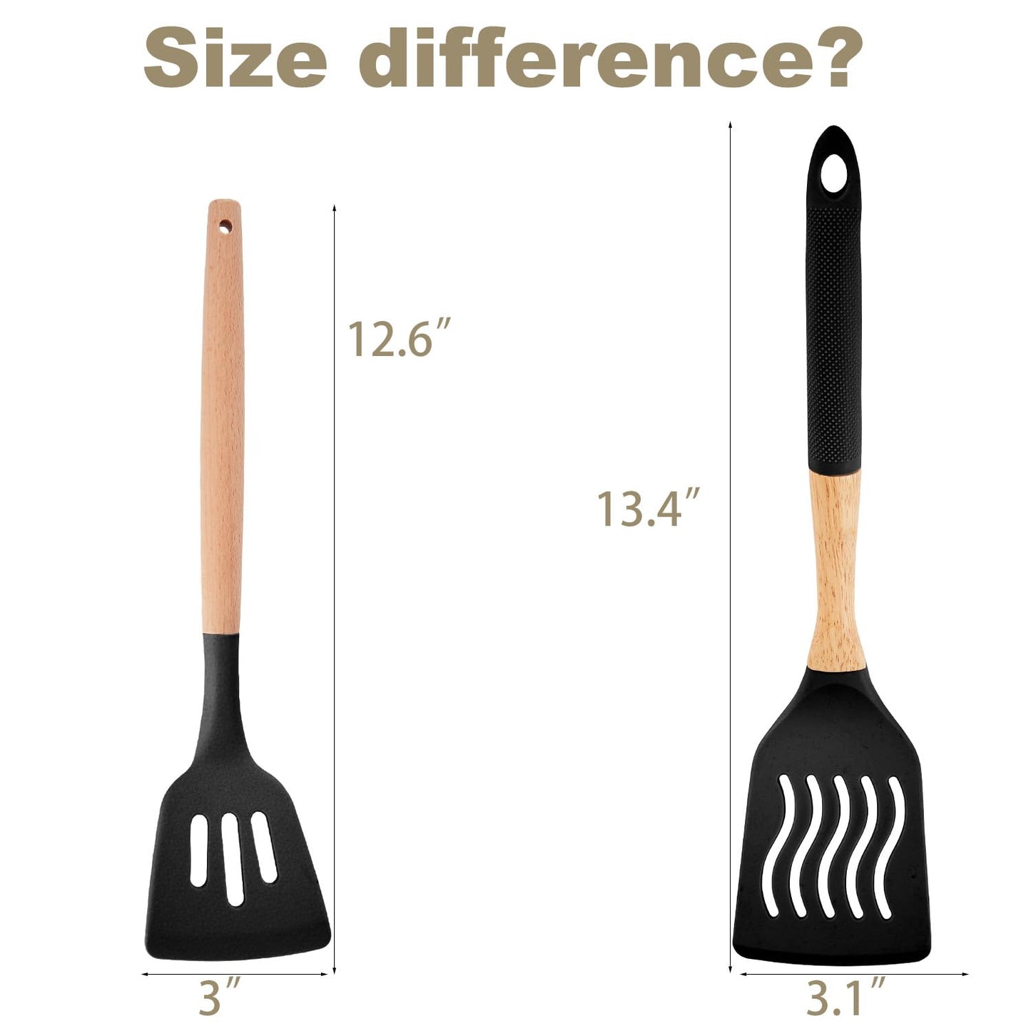 Gaixvny Kitchen Utensils Set - 34 PCS Non-Stick Silicone Cooking Utensils Set Spatula Set with Holder, Wooden Handle Spoon,Brush,Whisk Kitchen Gadgets Tools Set for Nonstick Cookware (Black-34P)