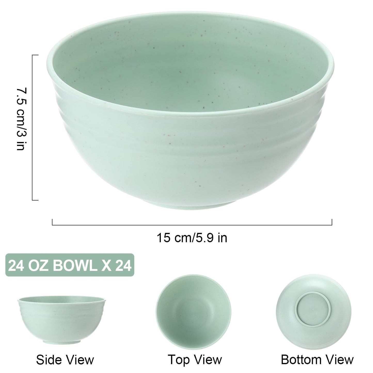 Eccliy 24 Pcs Wheat Straw Bowl Sets, Unbreakable Cereal Bowl 24 oz, Microwave and Dishwasher Safe Bowls for Cereal, Salad, Snack and Soup, Winter Style(Multicolor)