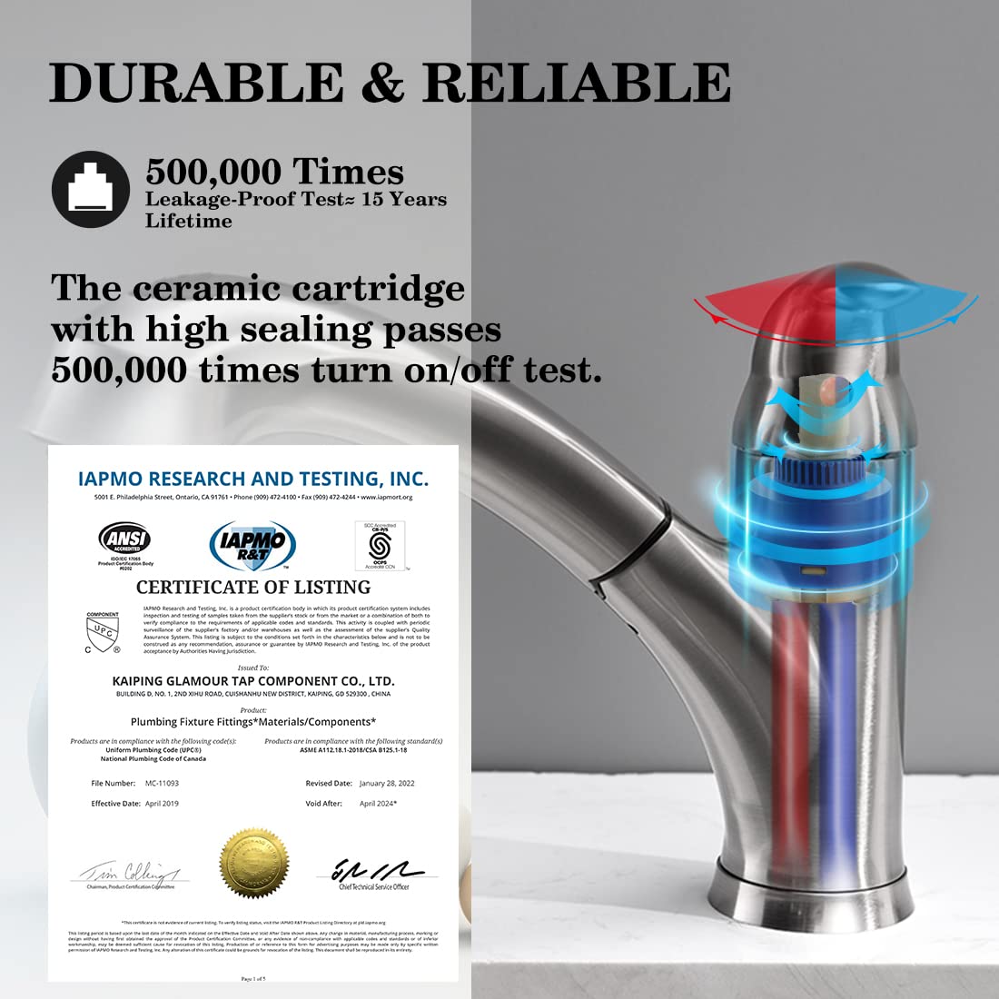 Kitchen Faucet with Sprayer, Brushed Nickel Kitchen Sink Faucet with Pull Out Sprayer, Single Handle 1 Hole Kitchen Faucets Solid Brass Commercial RV Kitchen Faucet 2 Modes & 150°Rotation & No Lead
