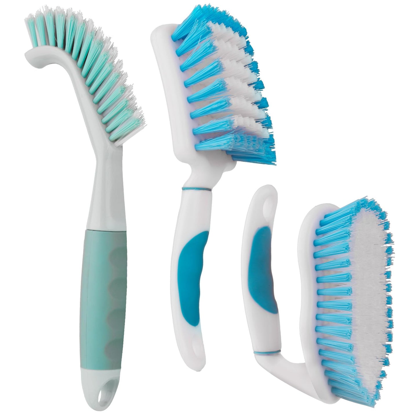 3 Pack Scrub Brush Set, Heavy-Duty Scrub Scrubbing Brushes for Cleaning, Grout Brush with Stiff Bristles Cleaning Brush for Bathroom, Bathtub, Kitchen, Floor, Tub, Tile, Sink