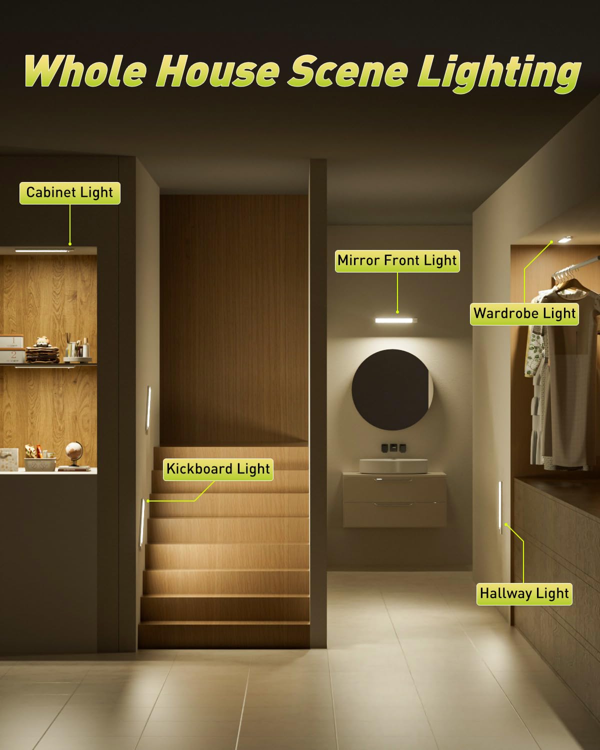 Diomart Under Cabinet Lights Wireless, Motion Sensor LED Closet Light Rechargeable, Motion Sensor Light Indoor Stick on Under Counter Lights for Kitchen, Stairs, 4 Pack