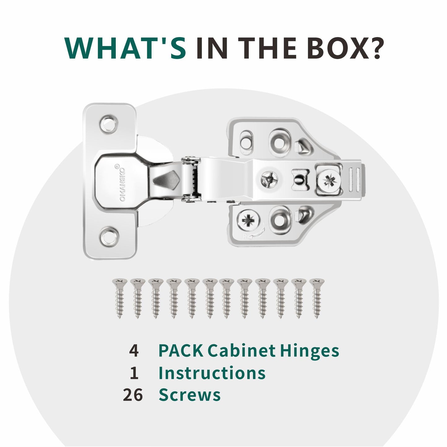 4 Pack Inset Soft Close Cabinet Hinges 105° Frameless 3 Way Adjustable Kitchen Cabinet Door Hinges with Screws