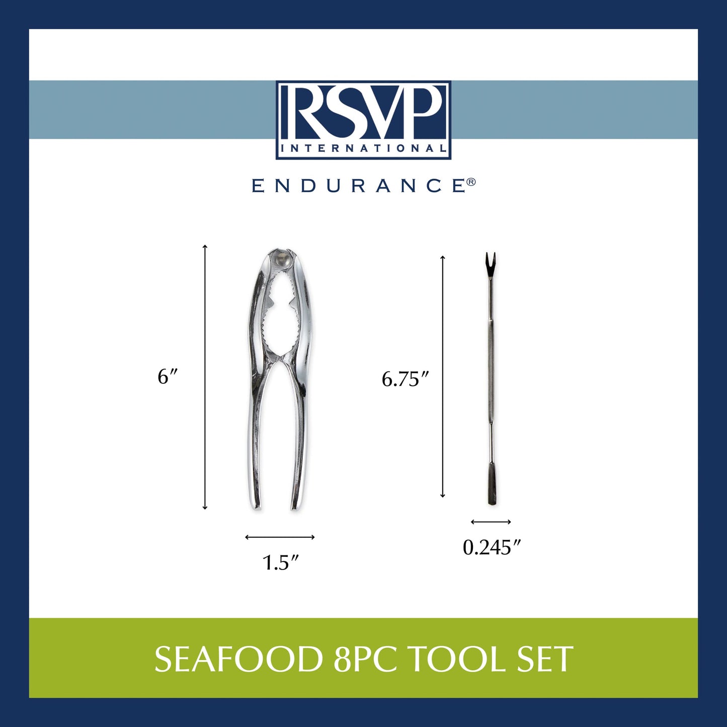 RSVP International Endurance Collection Seafood Tool, Cracking Tools, 8 Piece, Stainless Steel