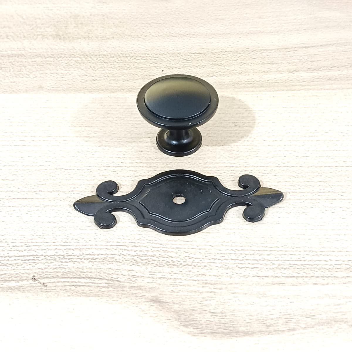 HUAMULAN 10 Pack Knobs,Vintage Dresser Kitchen Cabinet Pulls Zinc Alloy Base Backplate Cupboard Wardrobe Drawer Door Handles,Black Base