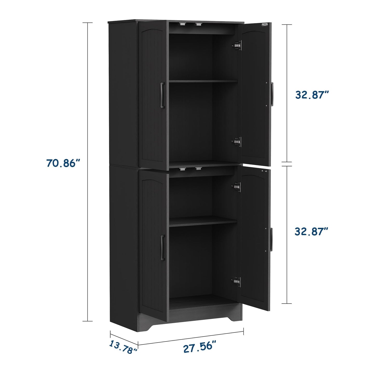 Farmhouse Pantry Cabinet, 71" Tall Wood Kitchen Storage Cabinet with 4 Doors & Adjustable Shelves, Large Freestanding Food Pantry Cupboard with Anti-Tip Kit for Kitchen, Dining Room, Living Room