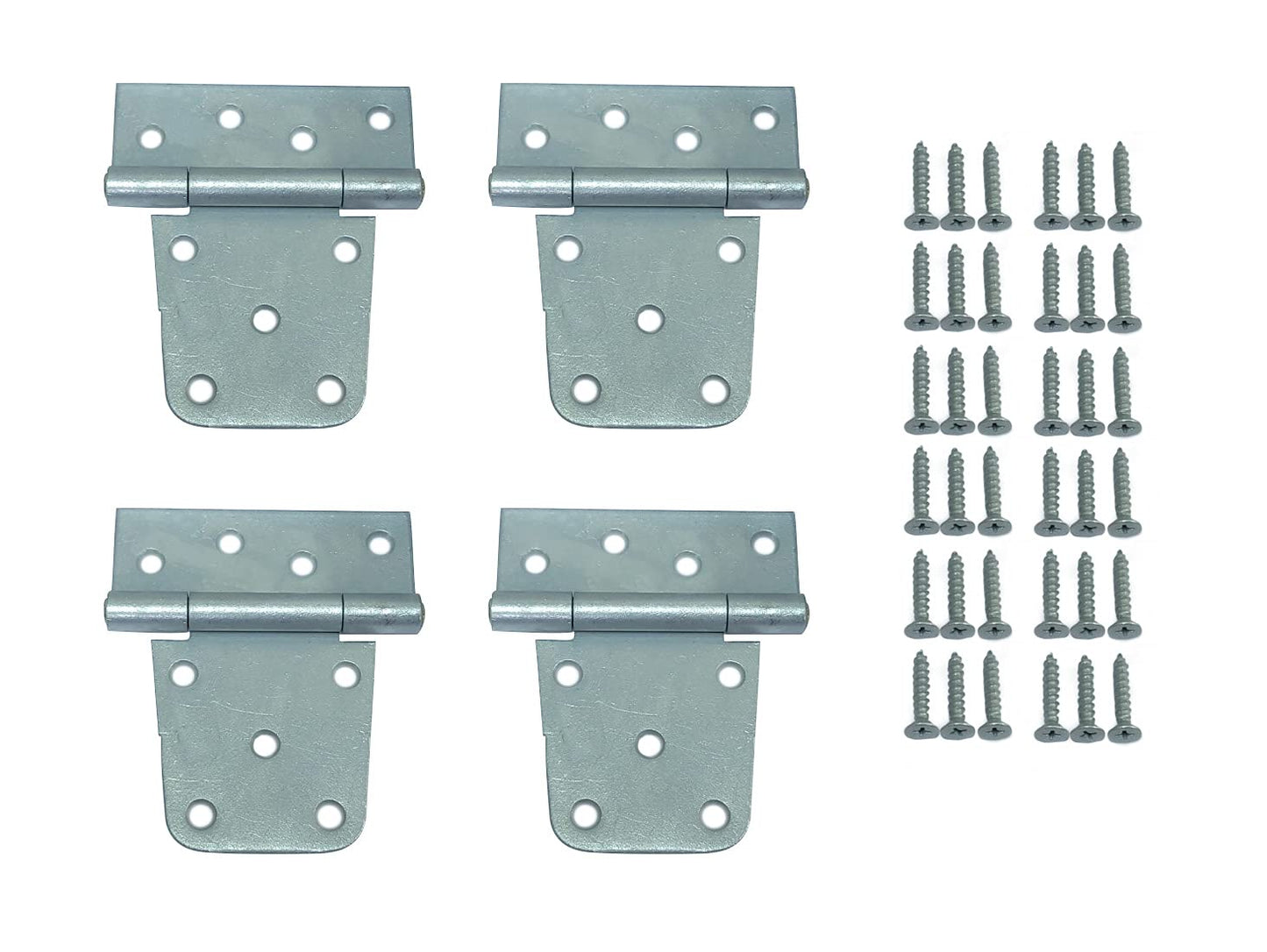 QCAA Heavy Duty Gate Hinge, 4-1/2" x 3-1/2" x 3.0mm, Hot Dipped Mechanical Galvanized, with Brass Fixed pin, Square Barn Hinge, Shed Door Hinge, 4 Pack, Made in Taiwan