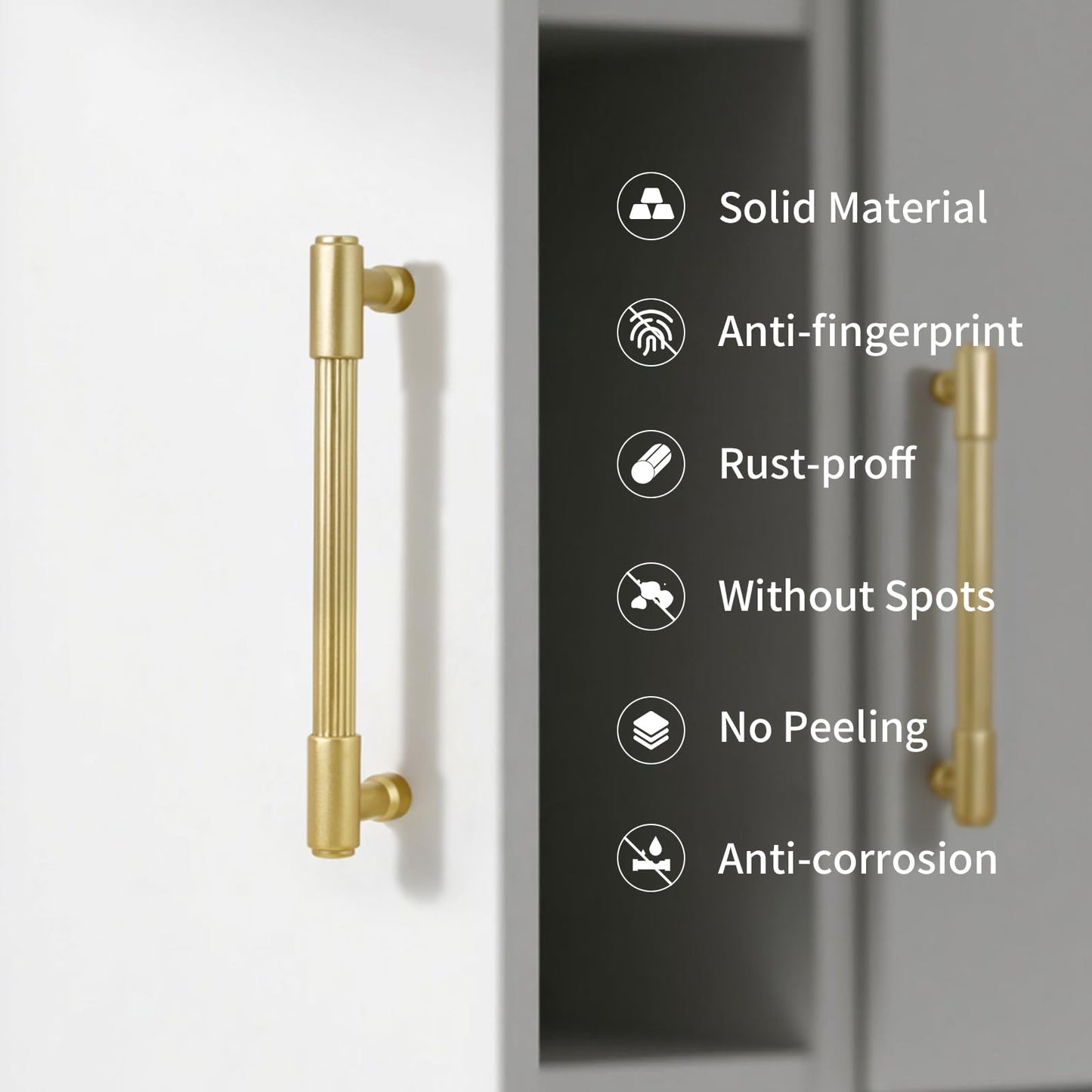 FABERHOM 5 in (128 mm) Brushed Gold Cabinet Pulls, 10 Pack, Zinc Alloy Kitchen Cabinet Handles for Kitchen Cabinets, Drawers and Dressers