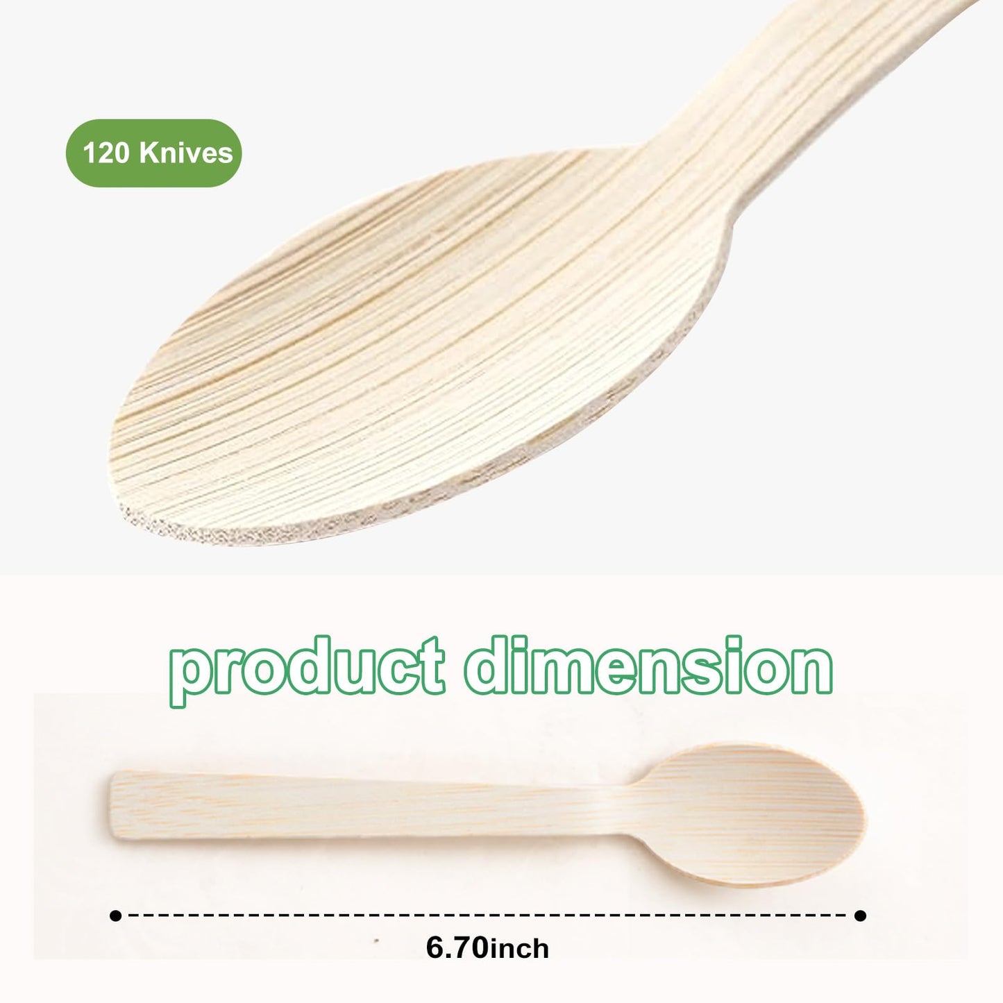 100% Bamboo Disposable Spoons | Compostable Biodegradable Eco-Friendly Utensils for Soup, Dessert & Daily Use for Party & Camping (120 Spoons)