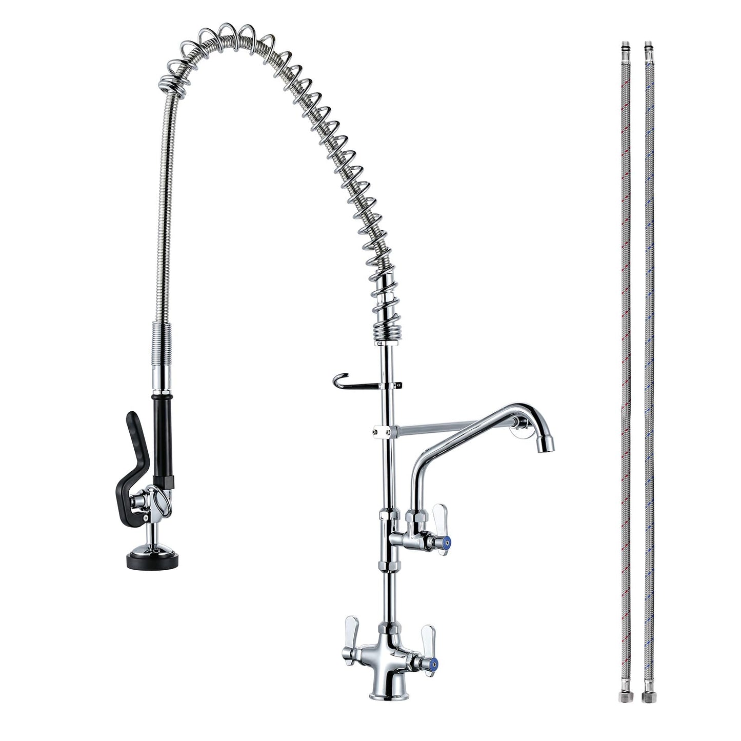 iVIGA Single Hole 39" Height Commercial Kitchen Faucet Deck Mount with Pre-Rinse Sprayer, Commercial Sink Faucet with 10" Add-on Swing Spout & Spring Pull Down Sprayer for Restaurant Hotel