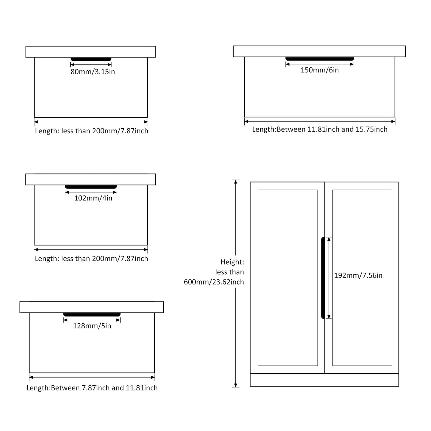 Peaha 10 Pack Black Cabinet Pulls Kitchen Handles 3 inch Aluminum Alloy Edge Finger Pull Dresser Drawer Handles