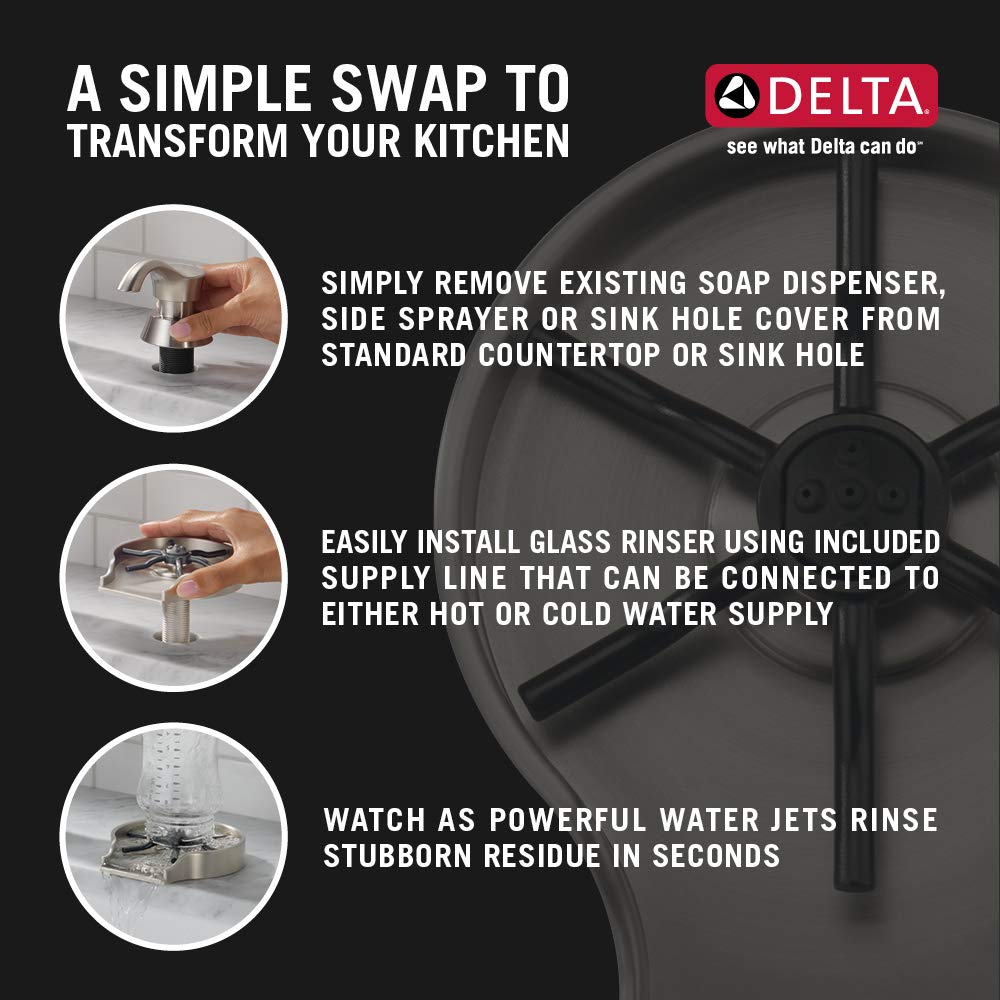 Delta Faucet Glass Rinser for Kitchen Sinks, Kitchen Sink Accessories, Bar Glass Rinser, Chrome GR150