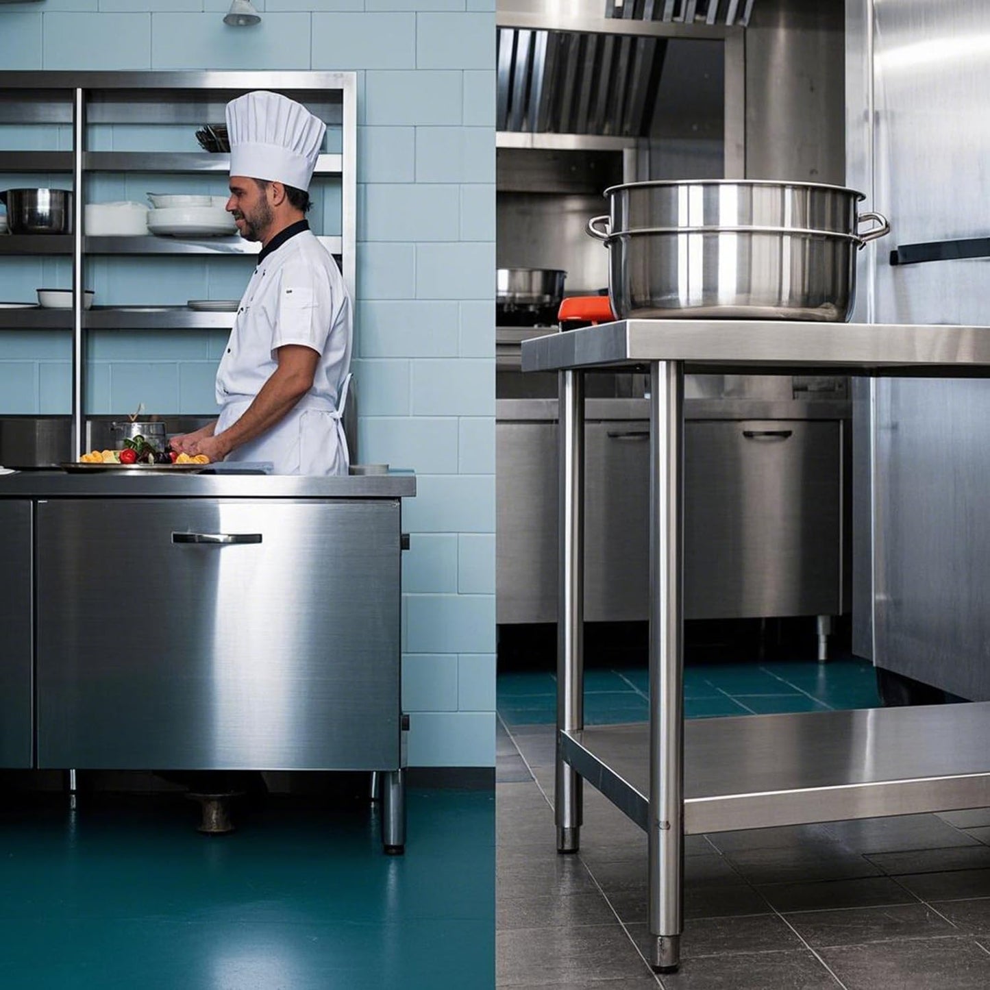HXCFYP NSF 24 x 12 Inches Stainless Steel Table for Prep & Work, Commercial Heavy Duty Food Prep Worktable with Undershelf for Restaurant, Hotel，Small Kitchen, Food Truck, Home Bars