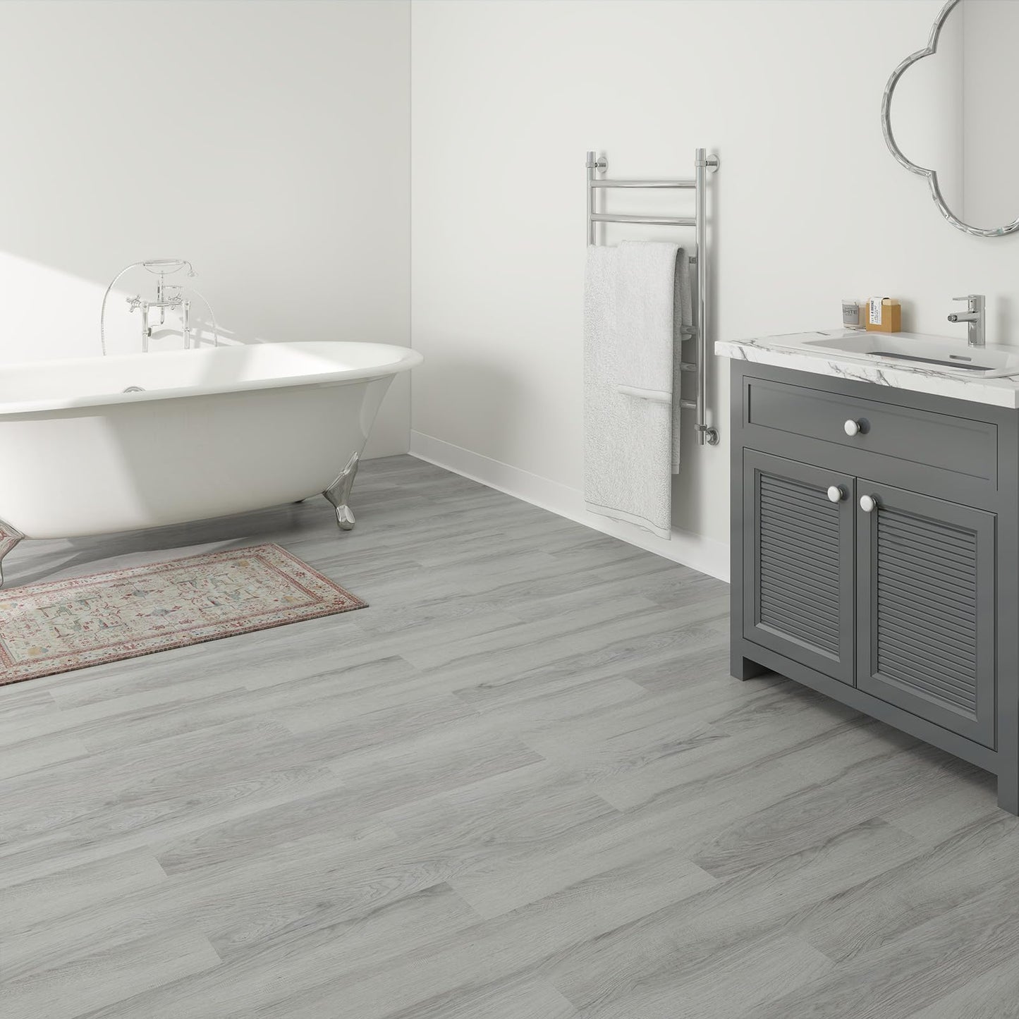 Mysflosy Peel & Stick Floor Tile, 36-Pack 54 Sq.Ft Waterproof Luxury Vinyl Flooring Self-Adhesive, Wood-Look Vinyl Planks for DIY Installation