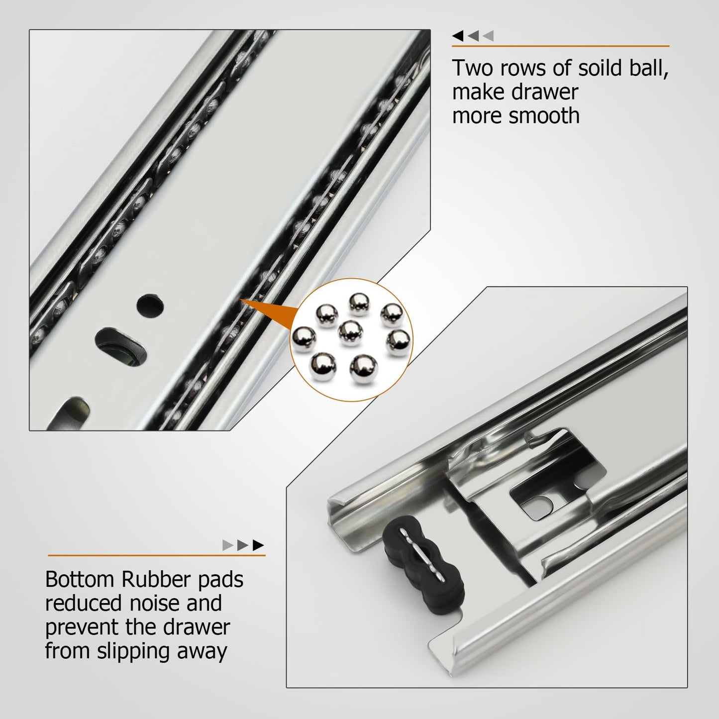 LONTAN 1 Pair Full Extension Ball Bearing Drawer Slides 12 14 16 18 20 22 24 Inch Heavy Duty Side Mount File Cabinet Rails Dresser Runner Kitchen Cabinet Drawer Glides 100 LB Capacity (12 inch,Silve)