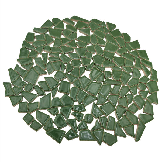 200g Ceramic Mosaic Tiles for Crafts,Irregular Stained Ceramic 0.2"x0.8" Porcelain Mosaic Tiles for Home Decoration (Green)