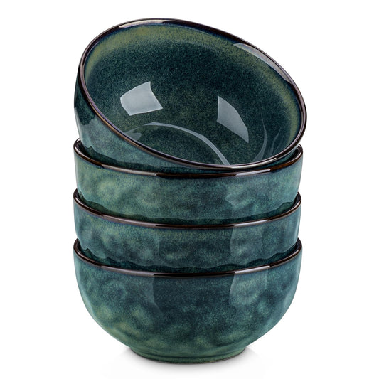 vancasso Starry 24oz Bowls for Soup, Ceramic Deep Soup Bowls Set of 4, Green Cereal Bowls Set for Kitchen, Salad Bowls Set, Pasta Oatmeal Bowls, Lead-free, Dishwasher & Microwave Oven Safe