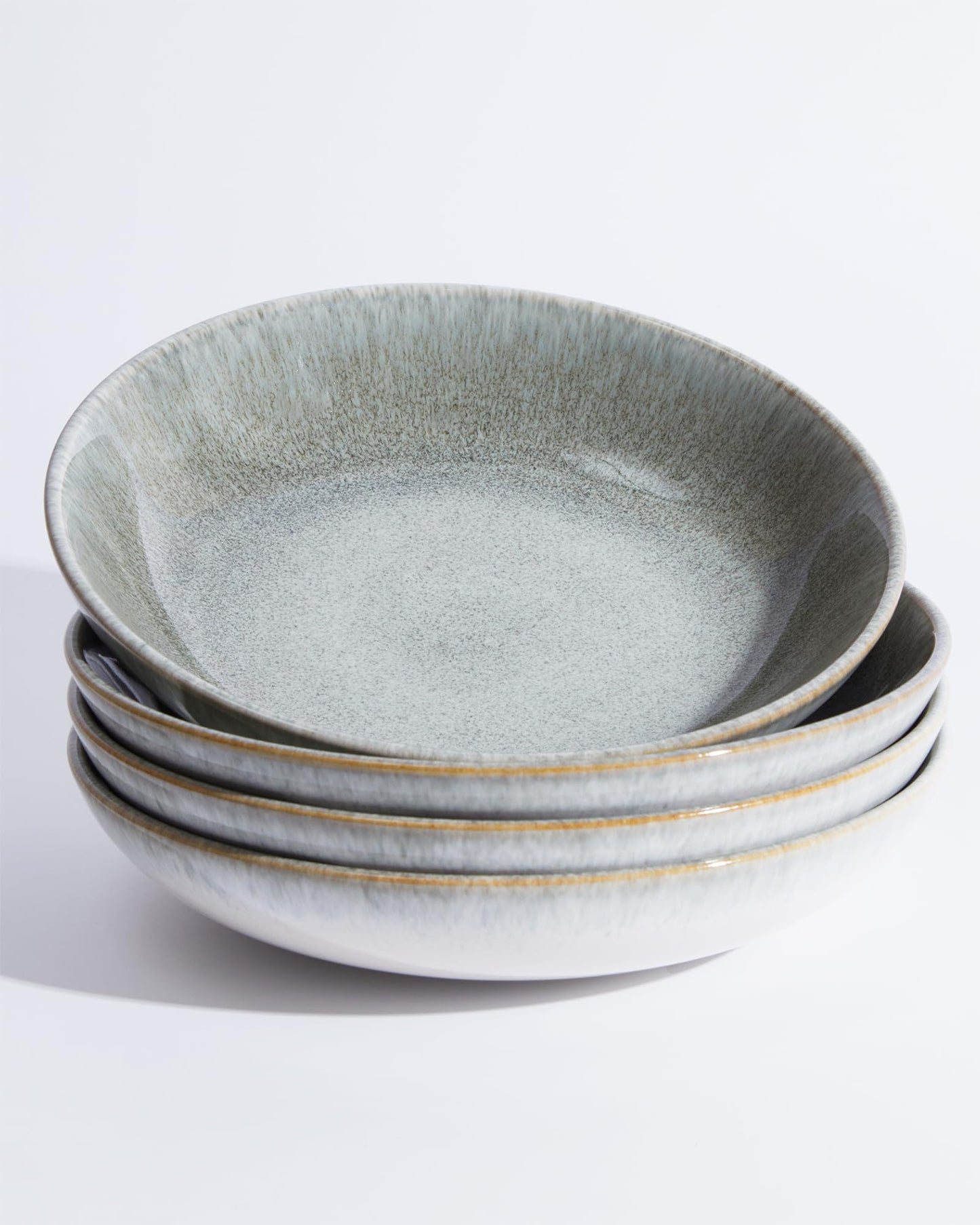 Pokini Pasta Bowls of 4, 32 Oz Salad Bowls Soup Bowls, Large Pasta Serving Bowl Porcelain Pasta Plates, Wide and Deep Bowls Set Microwave & Dishwasher Safe-Gradient Green