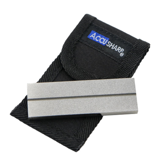 AccuSharp Pocket Stone Sharpener with Pouch, 3 Inch Dual-Sided Sharpening Stone for Knives, Fish Hooks, Camping, Hunting Knives, Restores, Repairs & Hones Blades, Diamond