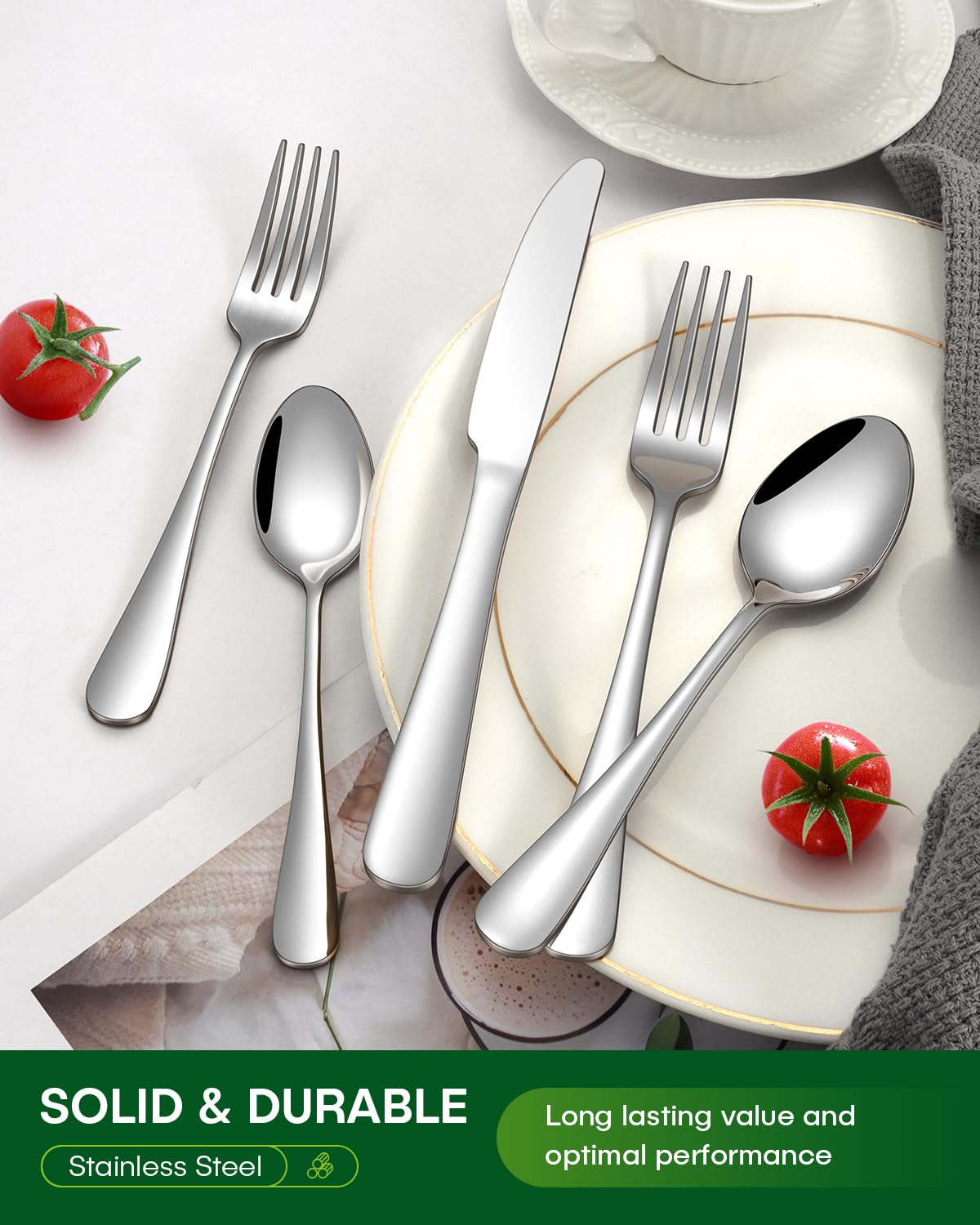PHILIPALA 30 Piece Silverware Set, Stainless Steel Flatware Set for 6 Food Grade Novelty Flatware Cutlery Utensil Set Include Knife Fork Spoon Mirror Polished Dishwasher Safe