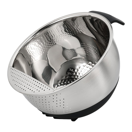 Rice Washing Bowl with Strainer Quinoa Washer Bowl, Stainless Steel Side Drainers Colander for Cleaning Fruits, Vegetables, and Beans - Versatile Kitchen Tool
