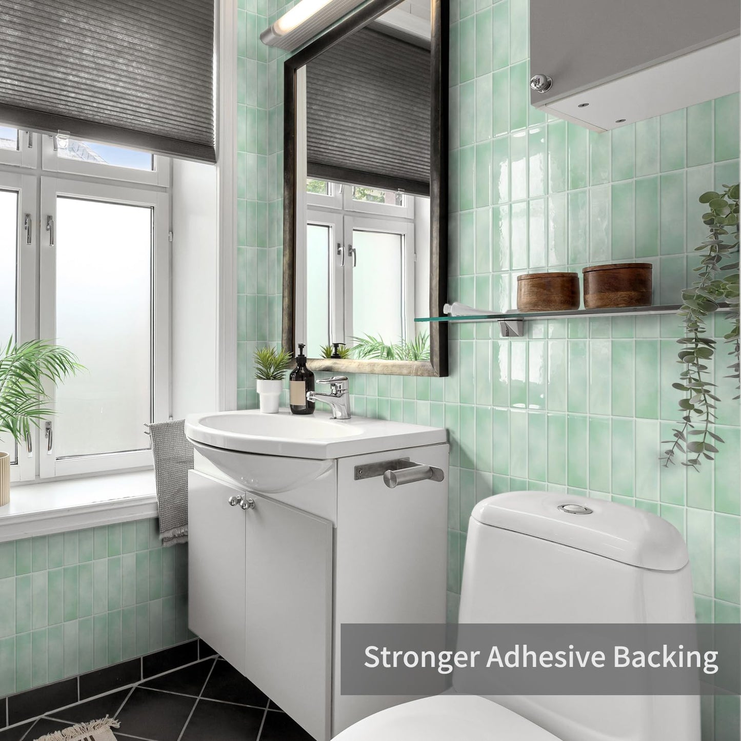 10 Sheet Peel and Stick Subway Kitchen Backsplash Tiles,3D Rectangle Waterproof Self-Adhesive Wall Tile Stick on Backsplash for Kitchen,Bathroom and Fireplace(Light Green,12"×12")
