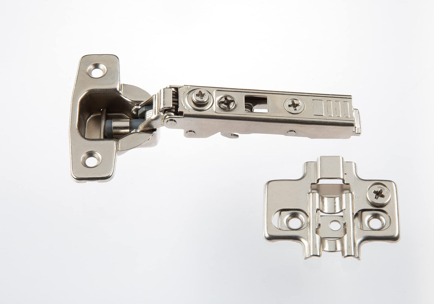 Hushed Hardware Soft Close Cabinet Hinge Set. 20 Frameless Full Overlay Cabinet Hinges for Kitchen Cabinets with Adjustable Closing Speeds.