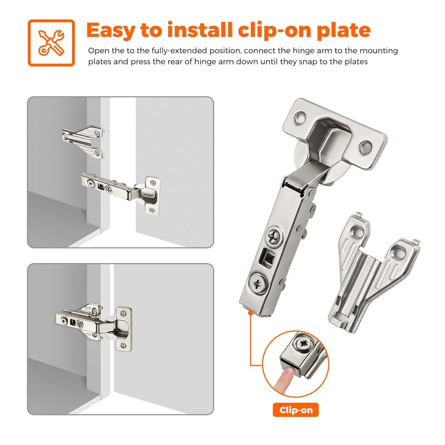 JOY DECOR Full Overlay 10 Packs (5 Pairs) Concealed Kitchen Cabinet Hinges 105 Degree Soft Close Adjustable Cabinet Door Hinges for Face Frame Cabinet