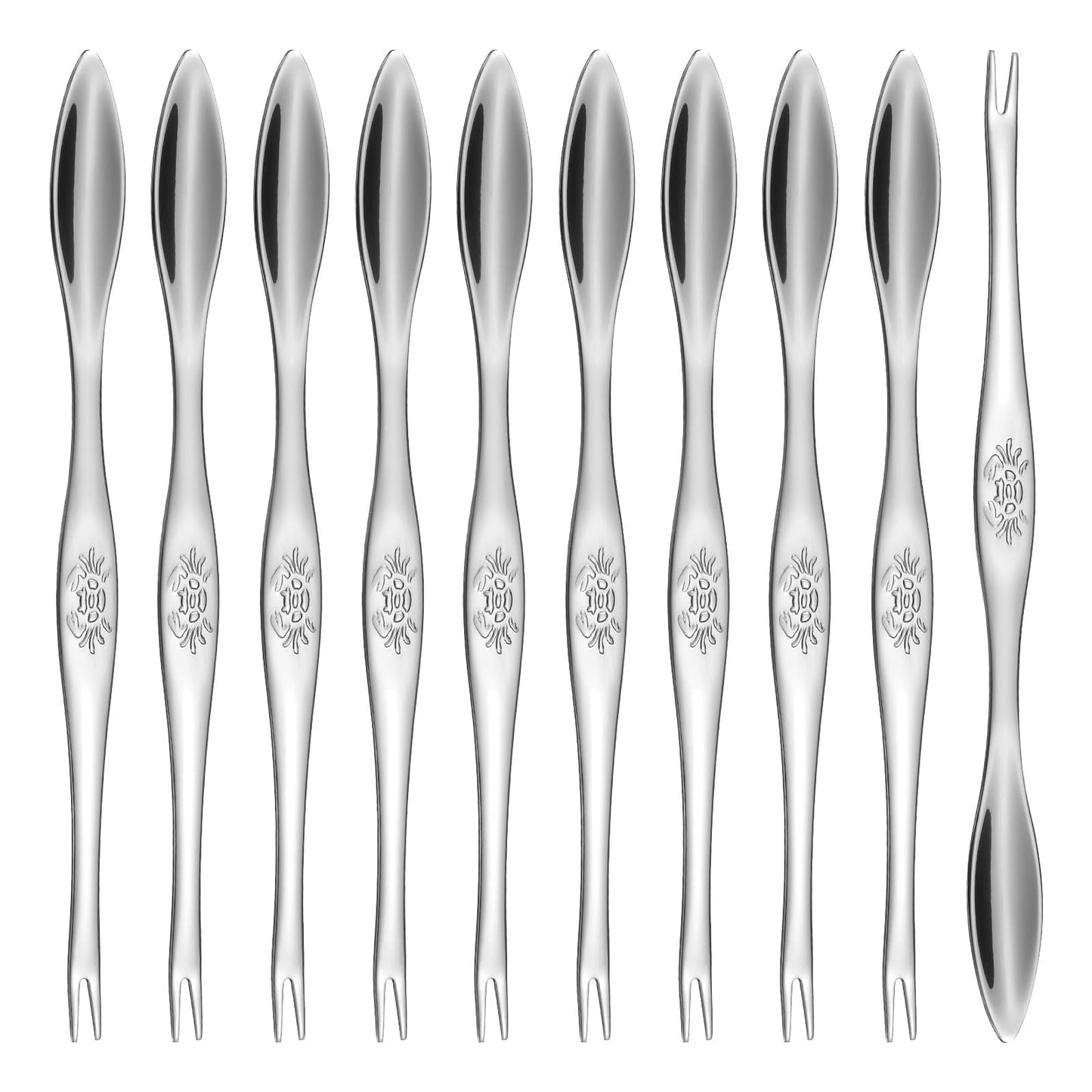 uxcell 10 Pcs Stainless Steel Crab Forks 6.5 Inch Seafood Forks Crab Legs Cracker Utensils Seafood Picks Tools for Lobster, Crab, Crawfish, Prawns and Shrimp Seafood (Silver)