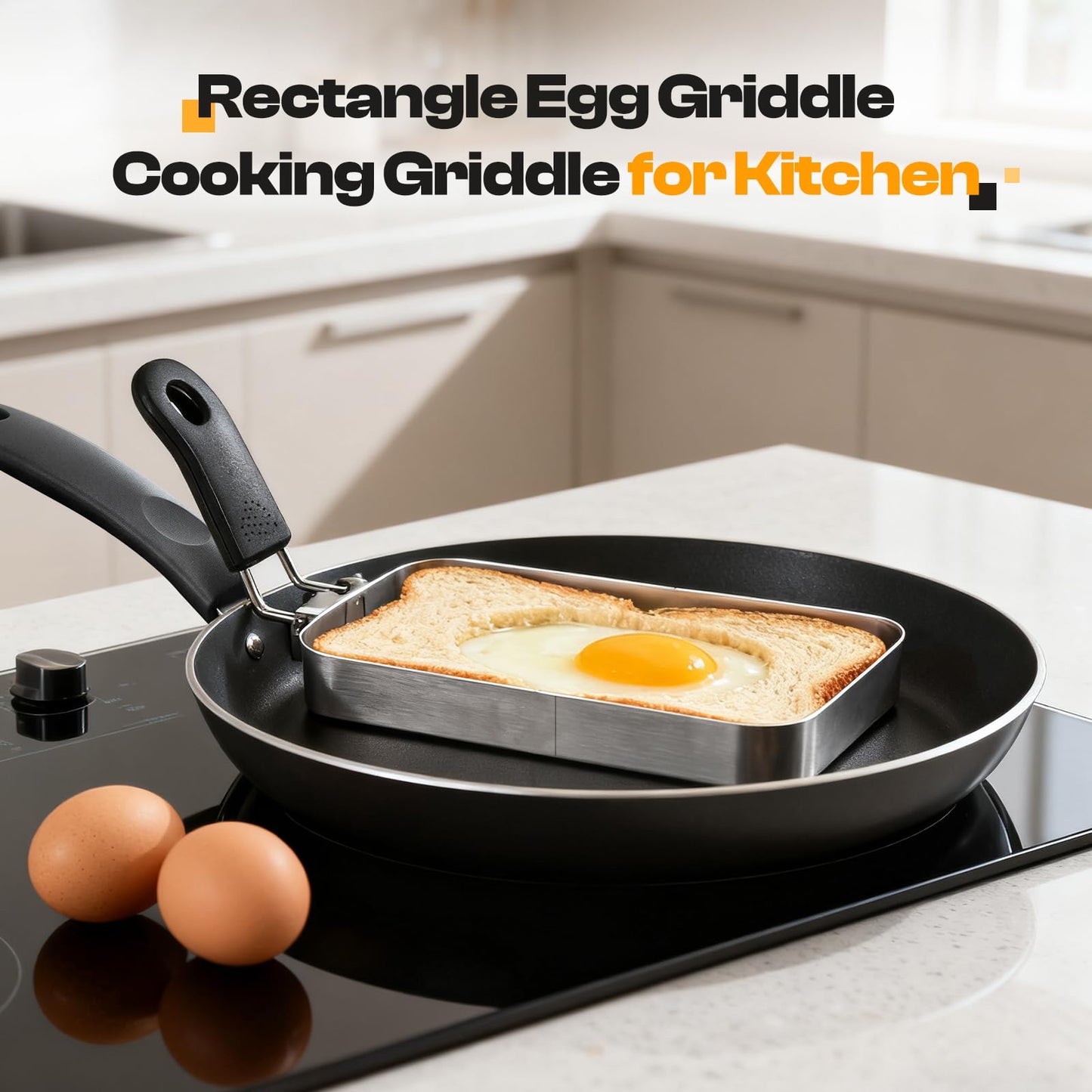 KiBcsLic Egg Griddle Cooking for Griddle Pan Muffin Omelette Rectangle, 15X6.5CM