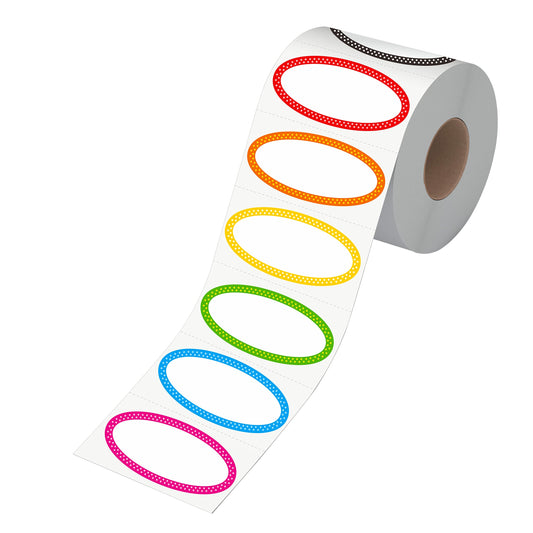 500 Removable Freezer Pantry Canning Labels, 8 Colorful Polka Borders, Water Oil Resistant with Perforation Line for Food Containers Jars Kitchen Restaurant Storage Organization
