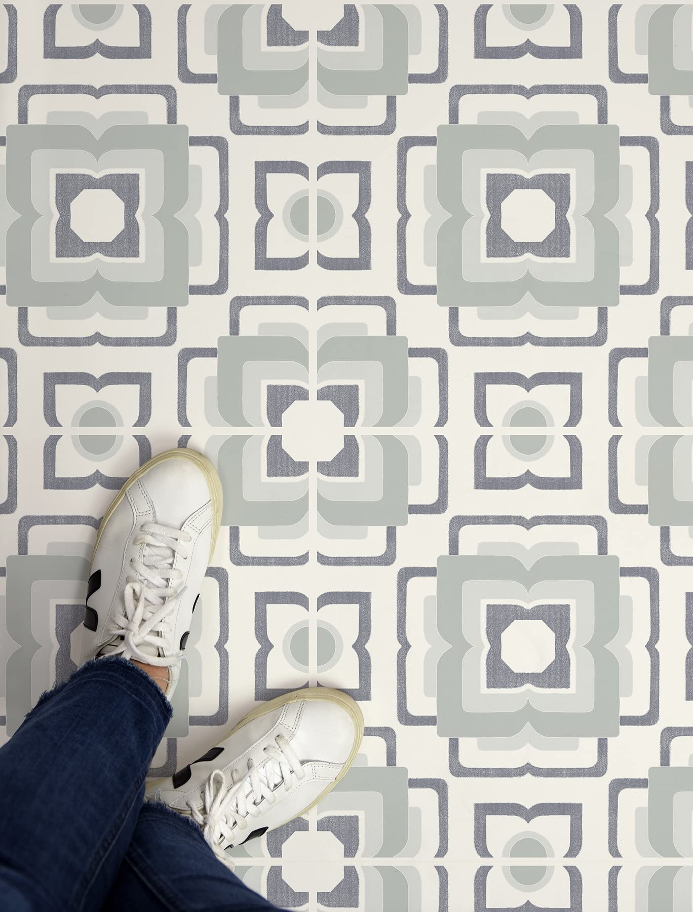 FloorPops 12-in by 12-in Teal Posey Vinyl Peel & Stick Floor Tiles (10 Tiles), (10 sq.ft./Carton)