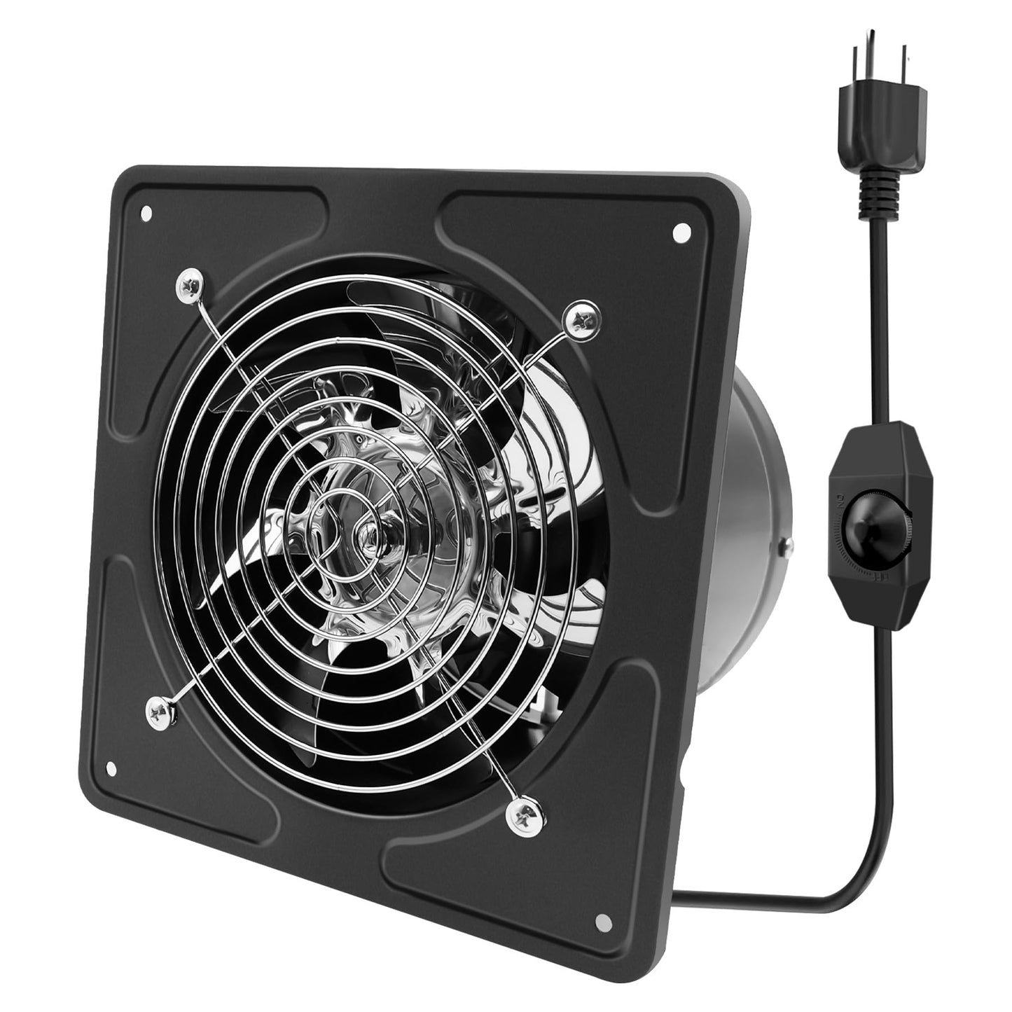 POWERENG 6 Inch Kitchen Exhaust Fan with Speed Controller,235CFM Wall Exhaust Fan,115V 40W Ventilation Blower for Kitchen,Meeting Room,Shop, Smoking Room, Industrial Ventilation Use (6-inch Black)
