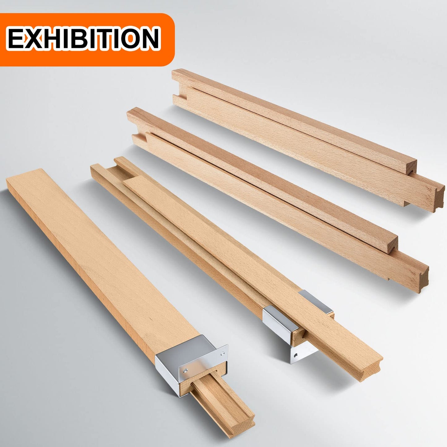 Maitys 4 Pcs 16 Inches (Actually 40cm) Wooden Drawer Slides Bottom Mount Classic Center Guide Track with Metal Slide Glides Traditional Wood Drawer Rails for Dresser Replacement
