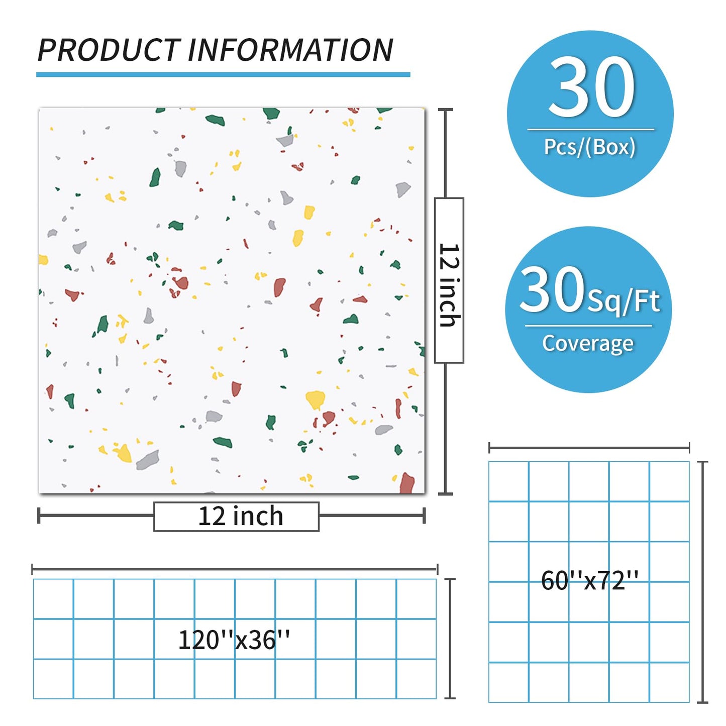 Art3d Peel and Stick Floor Tile, 30-Pack 12 x 12in. Covers 30 Sq.ft, Waterproof Vinyl Flooring Tiles Self Adhesive for Kitchen, Bathroom & Bedroom - Modern Terrazzo