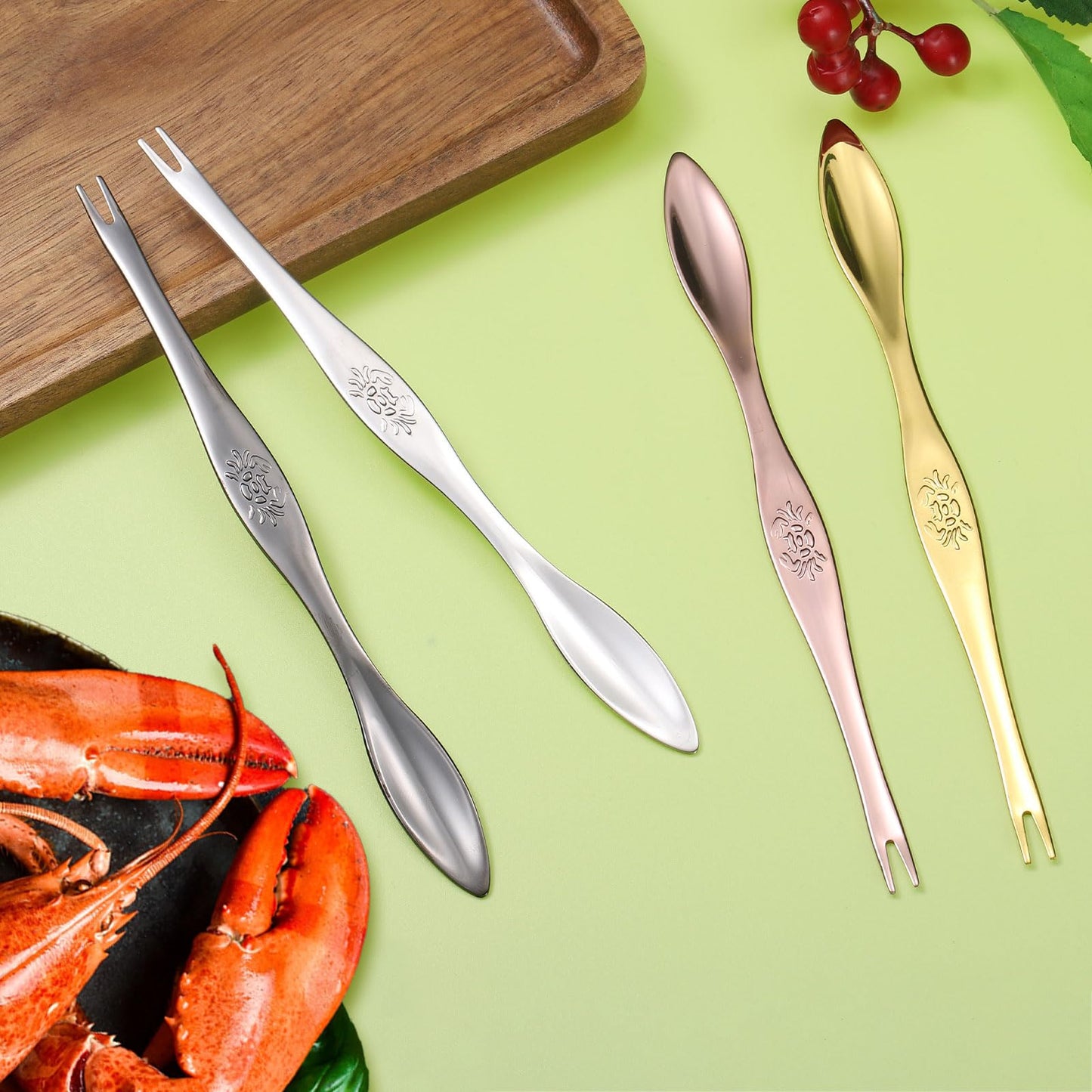 uxcell 10 Pcs Stainless Steel Crab Forks 6.5 Inch Seafood Forks Crab Legs Cracker Utensils Seafood Picks Tools for Lobster, Crab, Crawfish, Prawns and Shrimp Seafood (Silver)
