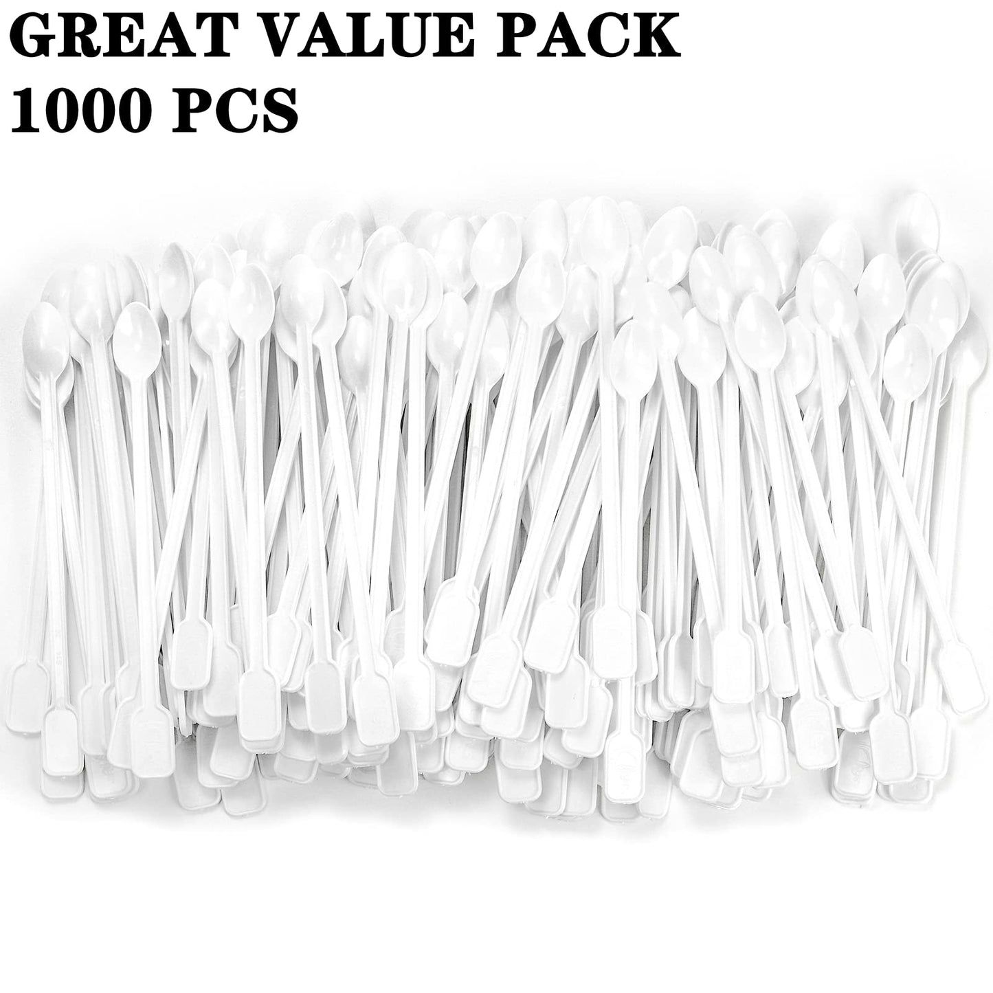 DEAYOU 1000 PCS Plastic Coffee Stirrer, 5'' Disposable Stir Sticks for Drinks Cocktails, Mini Coffee Stirring Spoon Rod for Blender, Bar, Sugar, Espresso, Tea, Swizzle, Sip, Soup, Floats, Food Grade