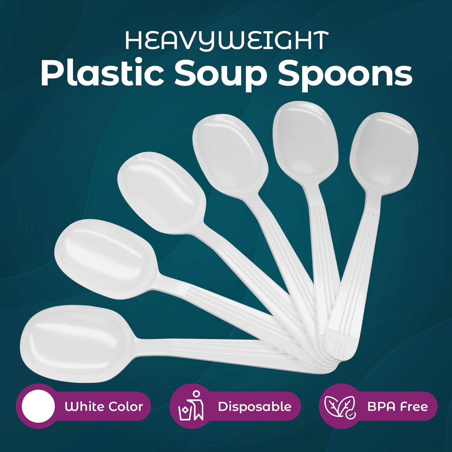 Plastic Soup Spoons Heavy Duty - Pack of 500 Disposable Spoons Utensils - Cutlery for Parties and Events Pack