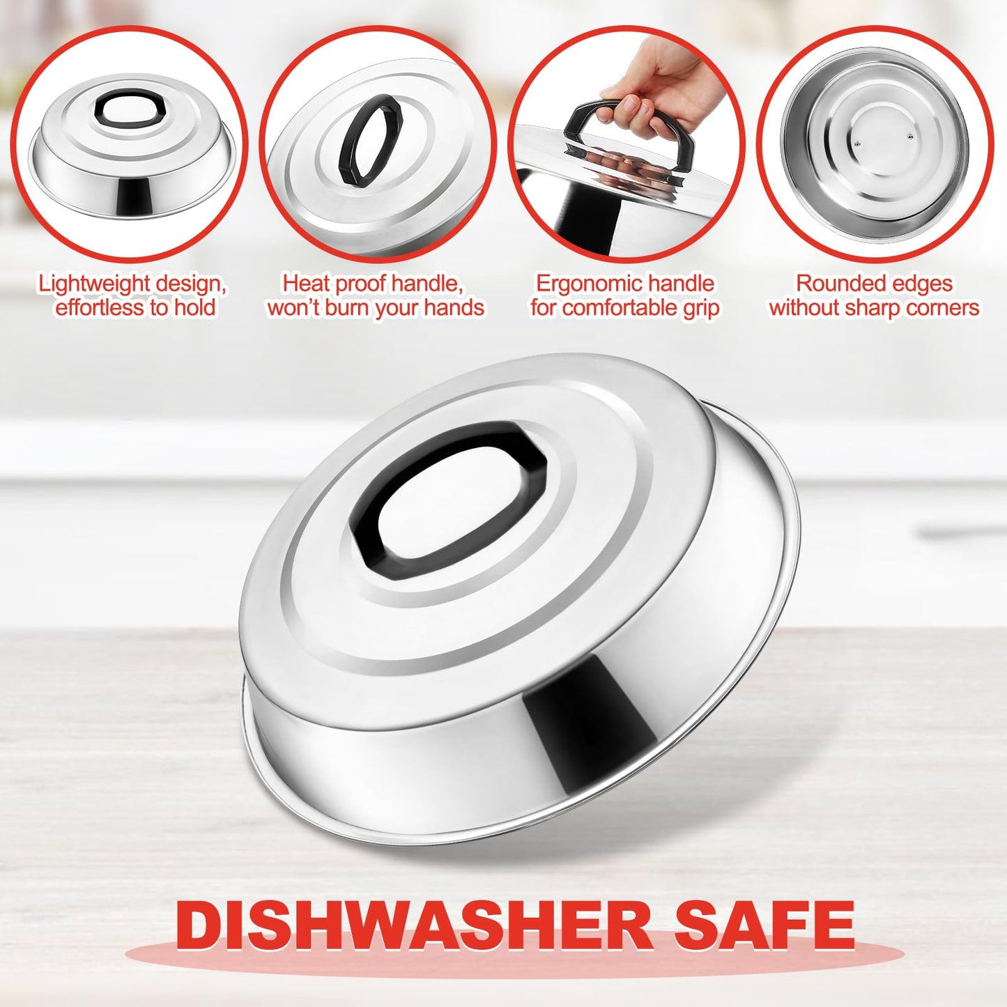 Round Basting Cover - 2 Pieces, 12.2 Inch Metal Steamer Dome Grill Accessories for Blackstone, Cheese Melting Dome for Griddle Cooking & Steaming, Good for Outdoor & Indoor