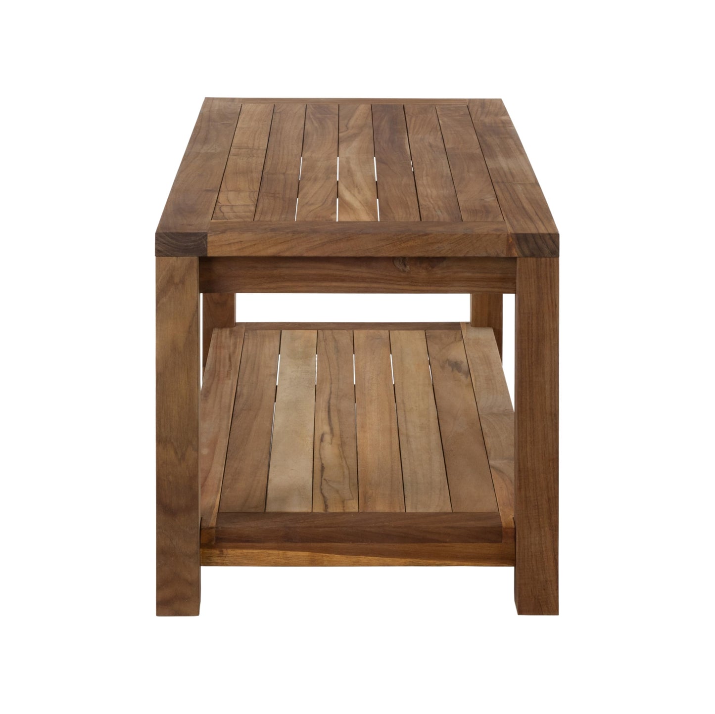 RRI Goods Teak Wood Coffee Table with Storage - Teak Oil Finished Indoor & Outdoor Furniture for Deck, Porch, Balcony, Living Room, Bedroom & Backyard (36" D x 18" W x 18" H)