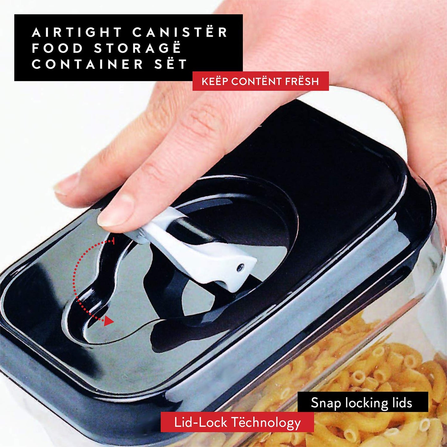 DWËLLZA KITCHEN Airtight Food Storage Containers with Lids – 4 Piece Set Air Tight Kitchen Storage Containers Clear Pantry Organization and Storage Set BPA-Free - Keeps your Food Fresh & Dry