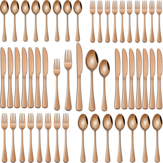 Rose Gold 30-Piece Flatware Sets Service For 6,Pink Silverware Set Includes Knife Spoon And Forks Eating Utensils Sets For Kitchen,Metal Cutlery Set Tableware Sets