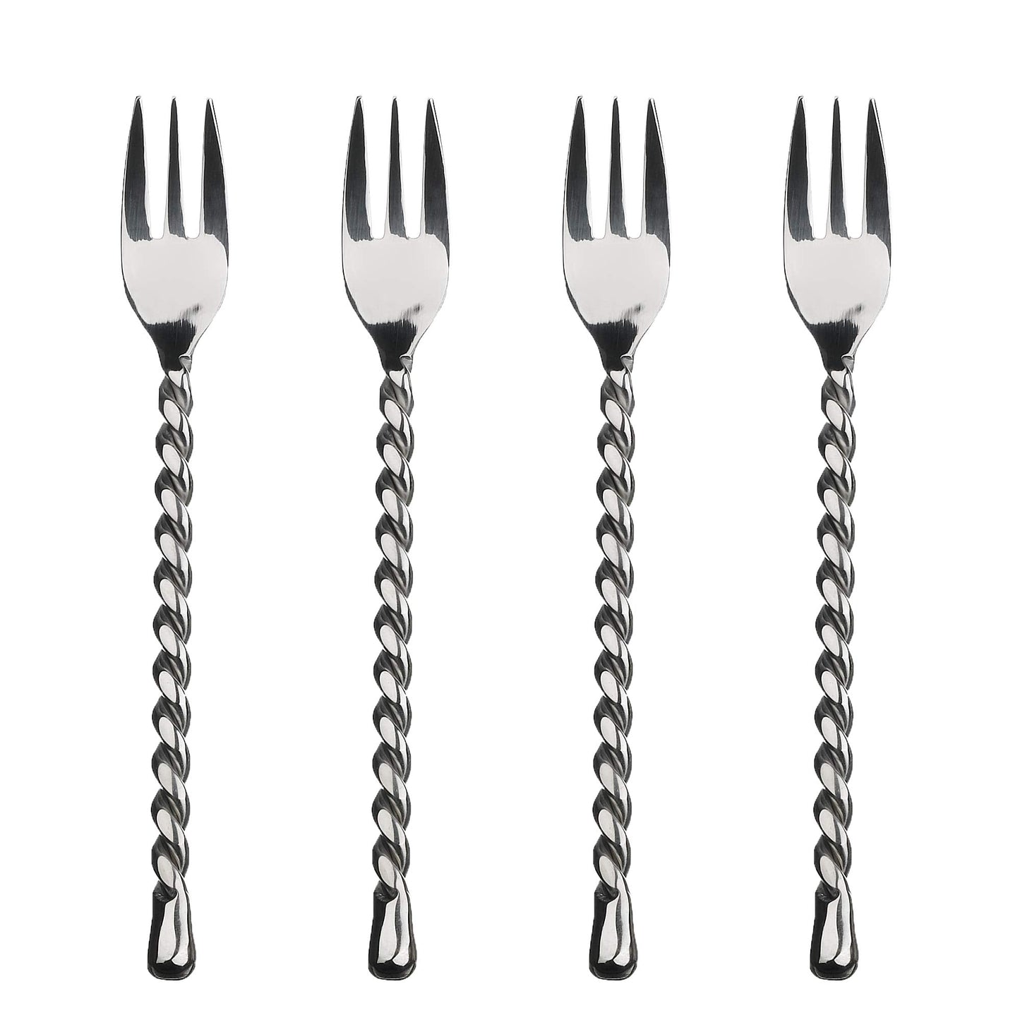 Gourmet Settings - 4-Piece Cocktail Forks Set - Silver Tear Collection - Polished Stainless Steel Silverware - Appetizer/Dessert/Seafood/Fruit - 6 Inch - Dishwasher Safe